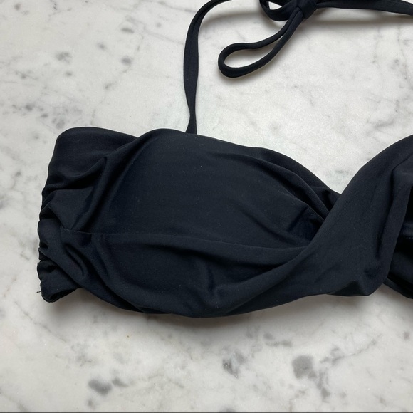 ALLIHOP Black Twist-Front Halter Swimsuit Bathing Suit Top - Picture 3 of 7